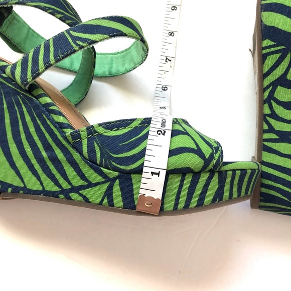 Gap Green Blue  Floral Wedge Sandal Heels - Picture 8 of 12